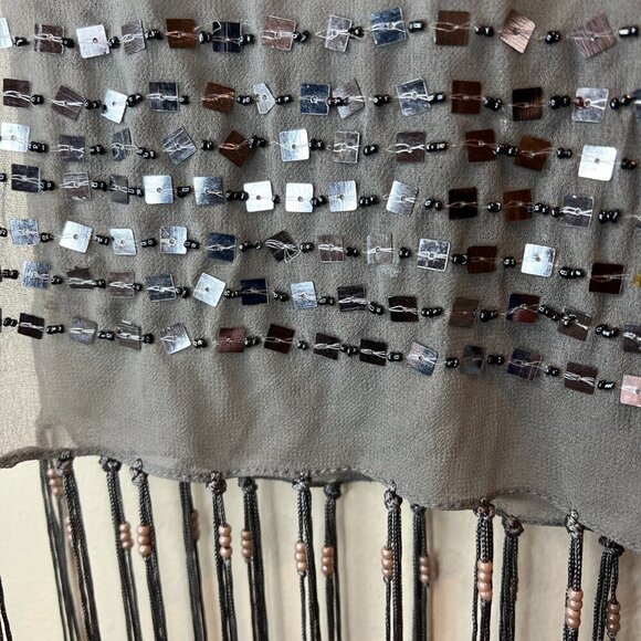 NWT Bijoux Terner Gray Sheer Shawl with sequins - Picture 3 of 8